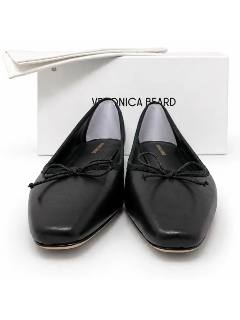 Veronica Beard Cecile Ballet Pumps Black Leather Womens 10.5 M Snip Toe